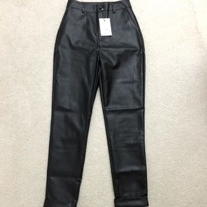 Black Leather Cigarette Pant
